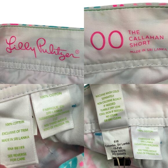 Lilly Pulitzer The Callahan Short 00 Pink Turquoise Let's Cha Cha Coastal Summer - Picture 5 of 12